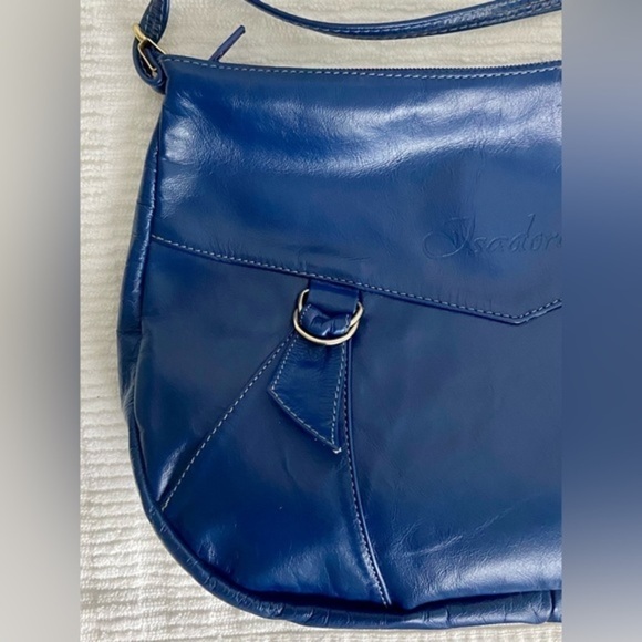 Women’s Isadora dark royal blue 100% genuine Leather‎ crossbody purse thin strap - Picture 10 of 14